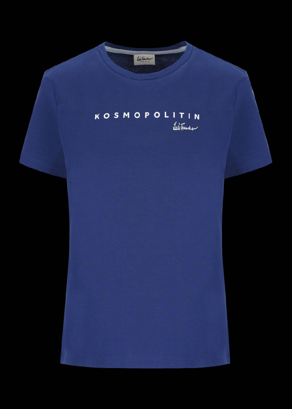 Luis Trenker T-shirt con logo ricamato e stampa "Kosmopolit" Negozio online di fabbrica
