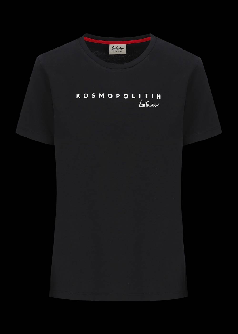 Luis Trenker T-shirt con logo ricamato e stampa "Kosmopolit" Prezzo di fabbrica
