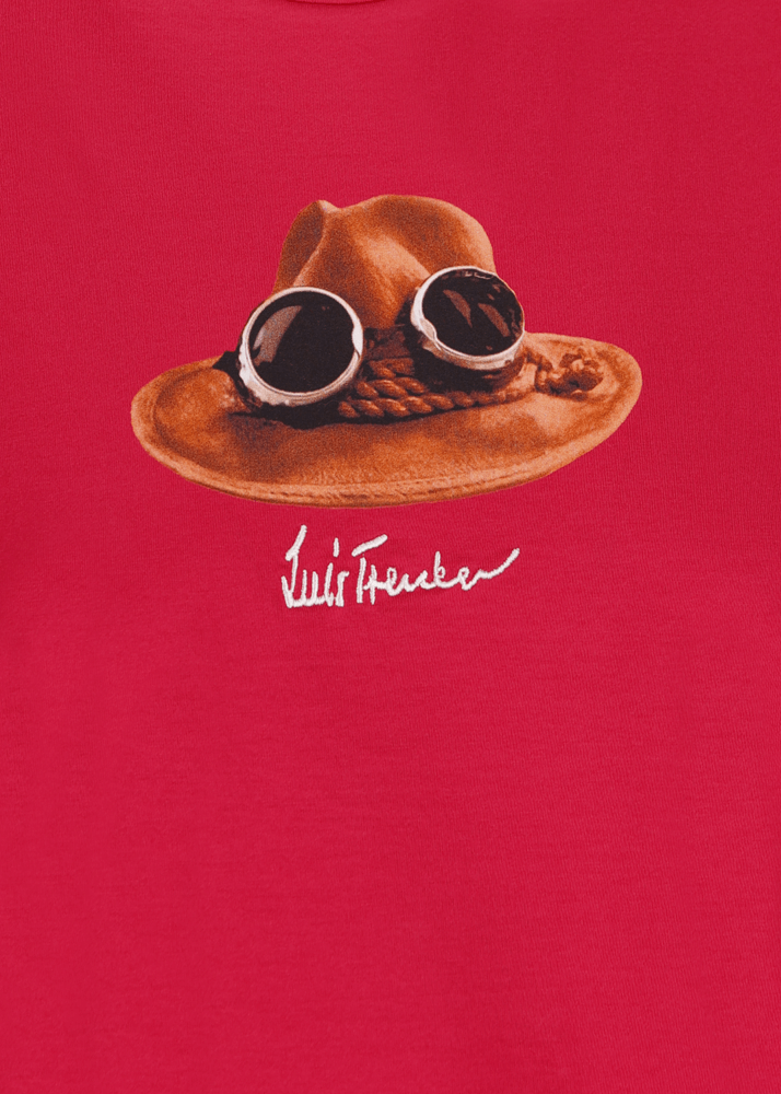 Luis Trenker T-shirt con grafica iconica raffigurante "Il Cappello" Grande vendita