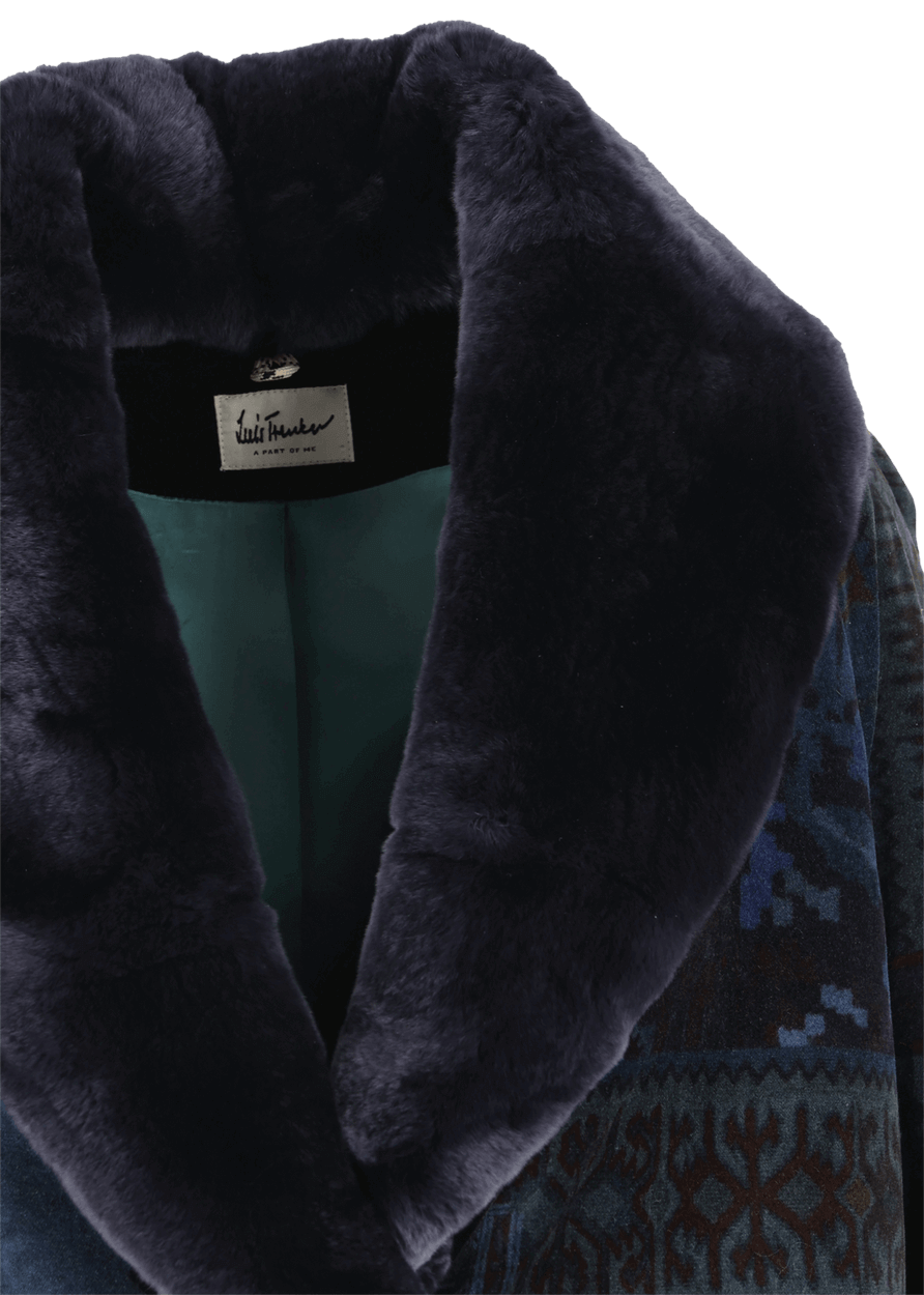 Luis Trenker Cappotto in velluto con collo di pelliccia modello Lufrida Offerta temporanea