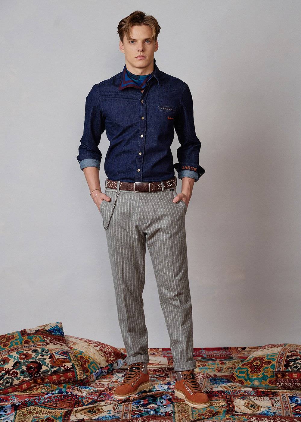 Luis Trenker Camicia button down in denim modello Lubenzio I Più Venduti
