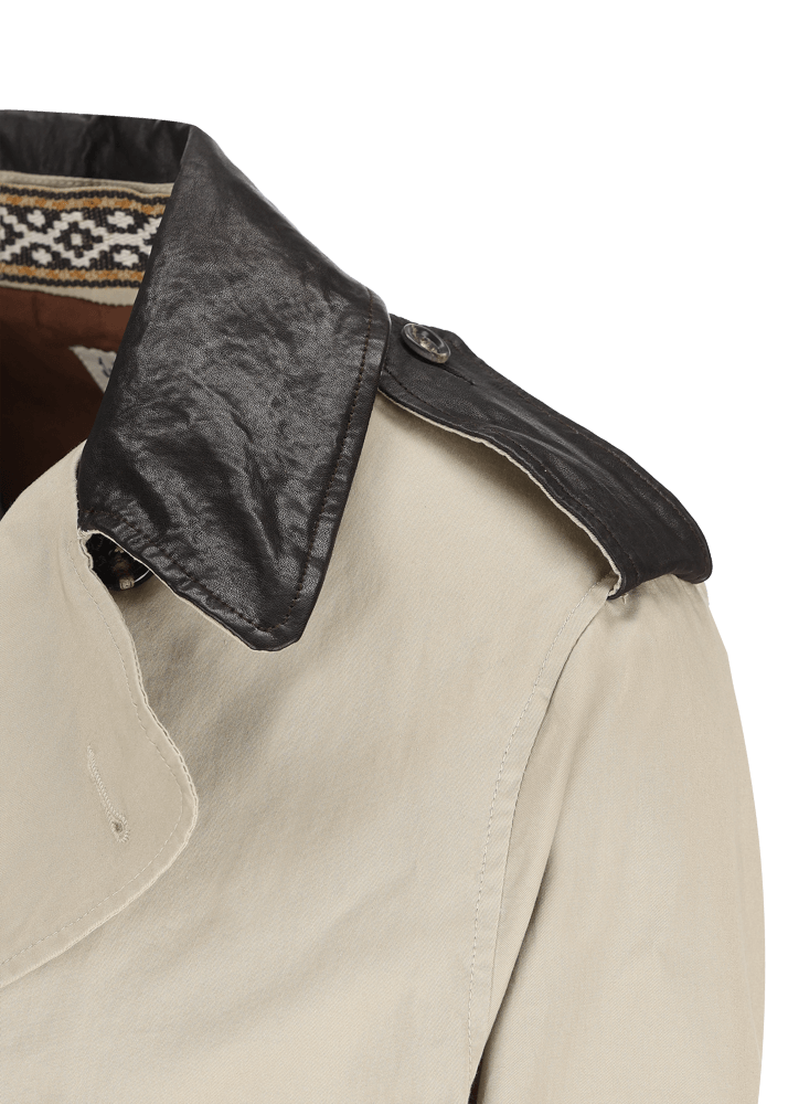 Luis Trenker Trench con dettagli in pelle modello Lufelipe Offerta temporanea