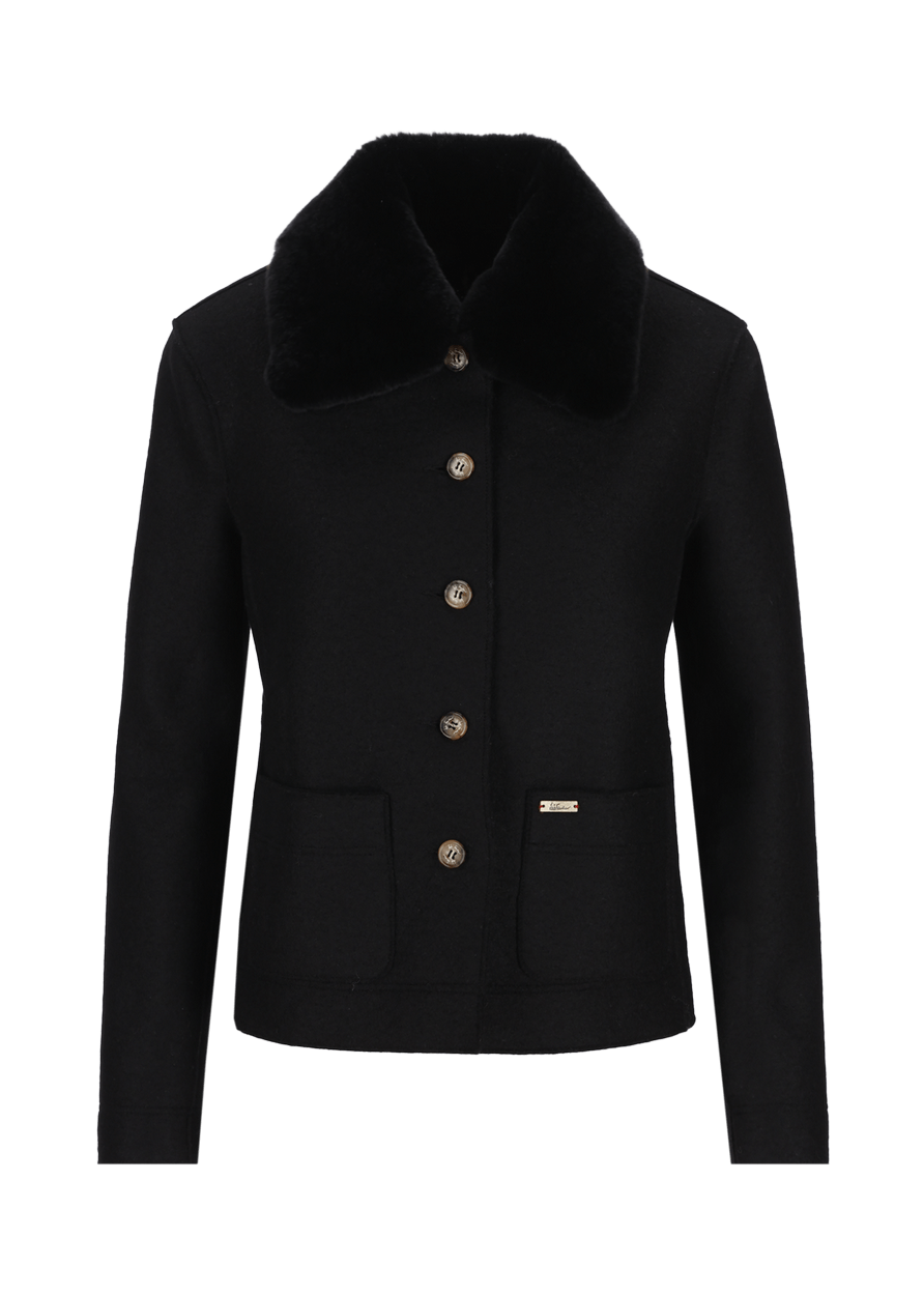 Luis Trenker Blazer in lana cotta con collo in pelliccia modello Luroberta Black Friday Prezzi