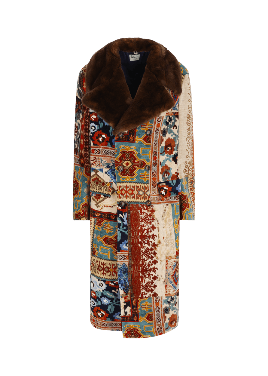 Luis Trenker Cappotto in velluto con collo in pelliccia modello Lusamir Fornitura limitata