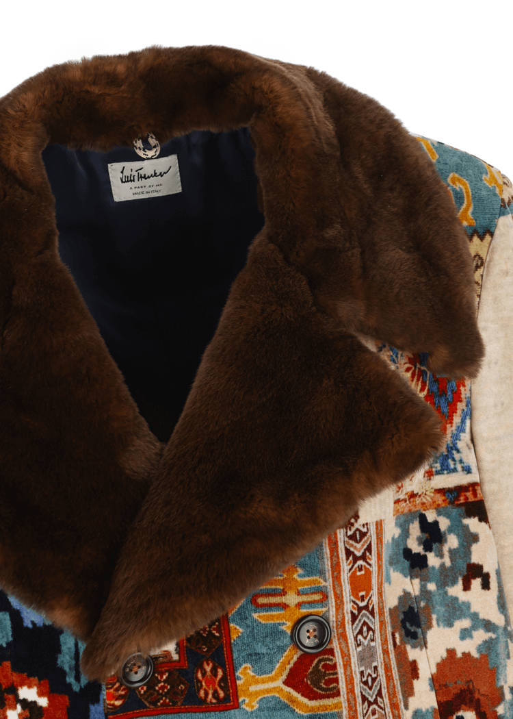 Luis Trenker Cappotto in velluto con collo in pelliccia modello Lusamir Fornitura limitata