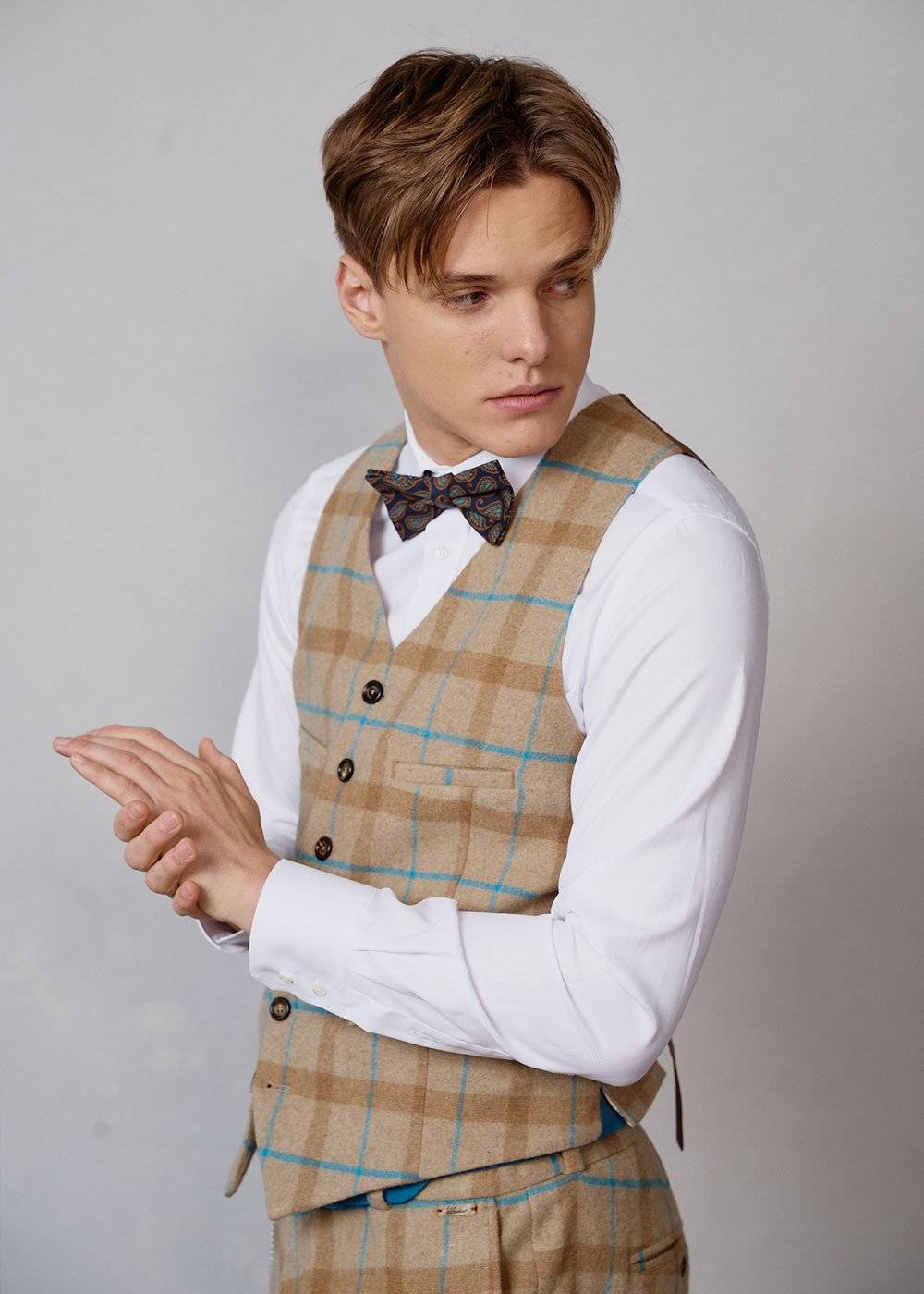 Luis Trenker Gilet con motivo a quadri modello Lusebastian Vendita calda