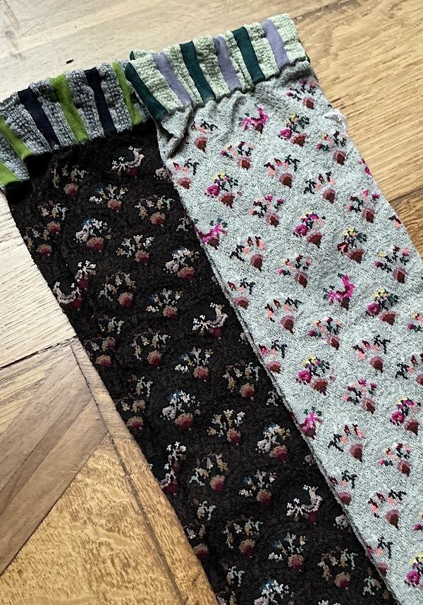 Rose & Lini ANTIPAST WOOL “FUN FAN” AM-790HS LONG SOCKS DARK BROWN Saldi Di Fabbrica