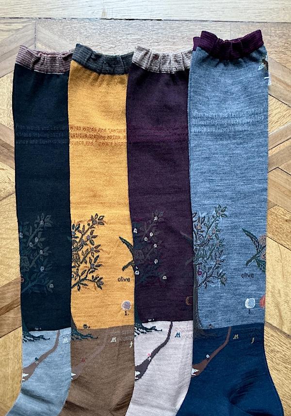Rose & Lini ANTIPAST WOOL “OLIVE HARVEST” AM-790HS LONG SOCKS MUSTARD Moda