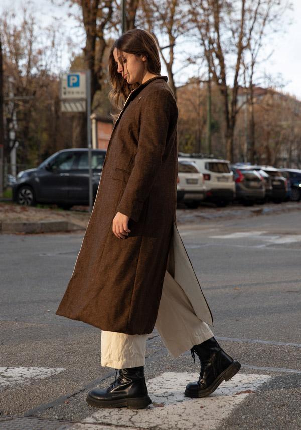 Rose & Lini RISA NAKAMURA WOOL “COAT F” BROWN Italy