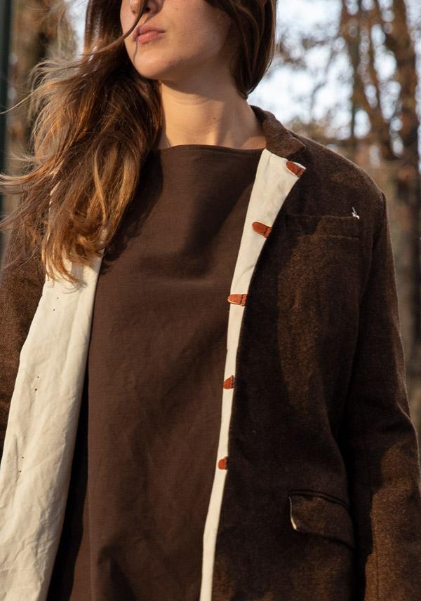 Rose & Lini RISA NAKAMURA WOOL “COAT F” BROWN Italy