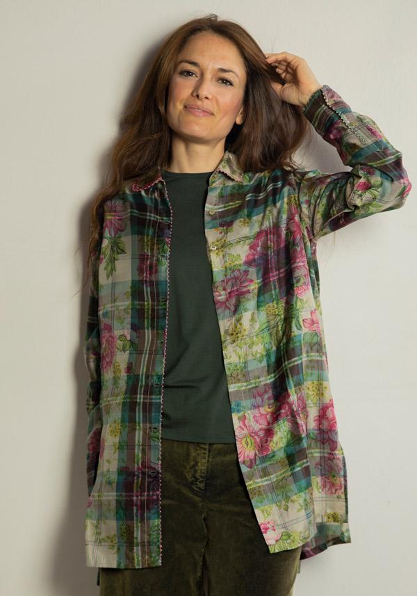 Rose & Lini MAJESTIC VISCOSE “COL ROND 509” FOREST T-SHIRT Economico