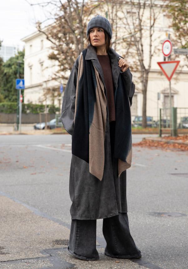 Rose & Lini GIORGIO BRATO LEATHER OVERSIZED COAT VINTAGE BLACK Saldi