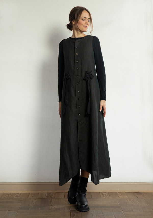 Rose & Lini A TENTATIVE ATELIER WOOL “SISSAL” DARK BROWN DRESS Hotsell