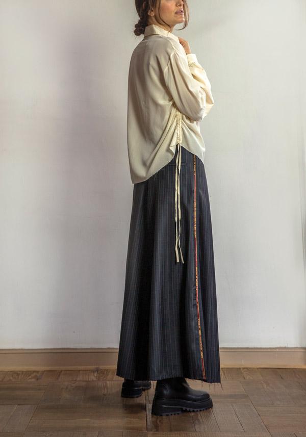 Rose & Lini A TENTATIVE ATELIER COTTON “STRIPED” CHARCOAL PANTS Vendita Economica