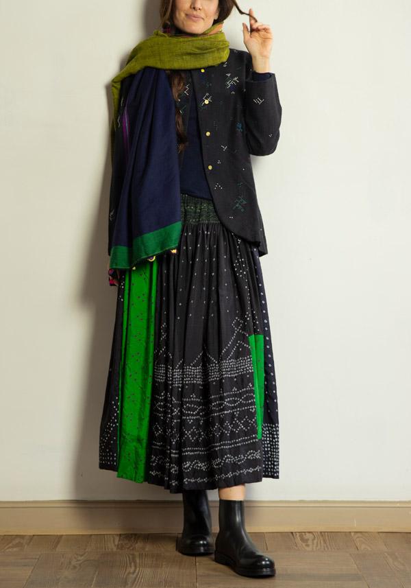 Rose & Lini INJIRI SILK & WOOL EMBROIDERED “JACKET 79” BLACK Saldi Di Fabbrica