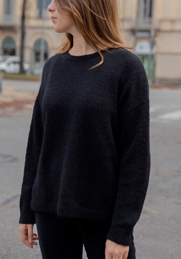 Rose & Lini BASE MILANO ALPACA “4320” BLACK PULLOVER Vendite Flash