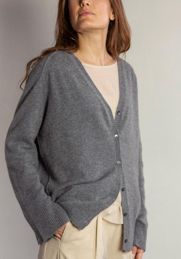 Rose & Lini BE YOU CASHMERE “CARDIGAN 3023” GREY In Saldo
