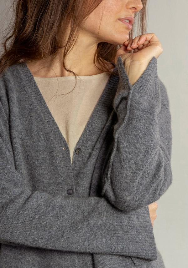 Rose & Lini BE YOU CASHMERE “CARDIGAN 3023” GREY In Saldo