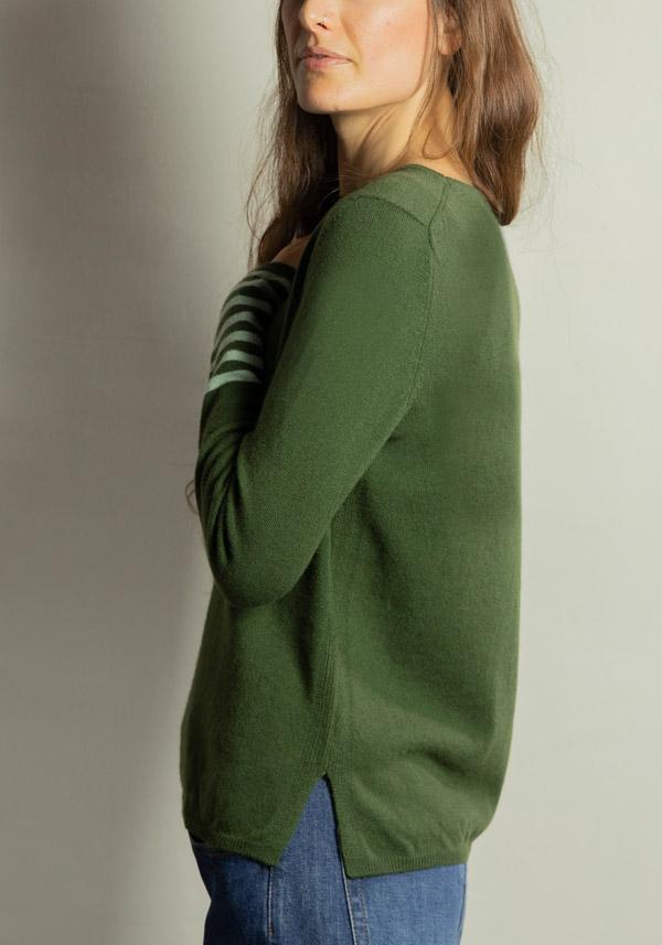Rose & Lini BE YOU CASHMERE “ROUND NECK 1123” BOTTLE GREEN SWEATER Nuova
