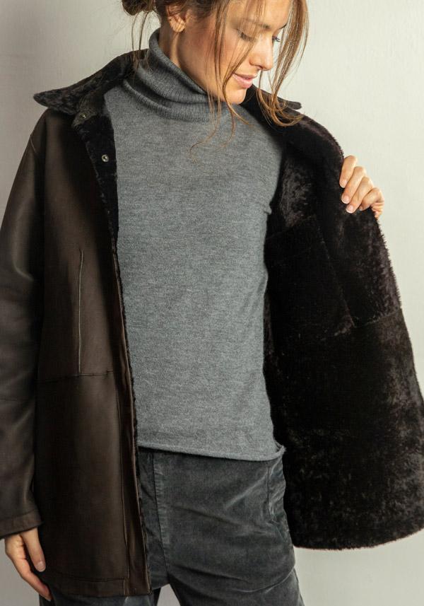 Rose & Lini FURLING BY GIANI REVERSIBLE LAMBSKIN “BABY LAMB” EBONY JACKET Promozione