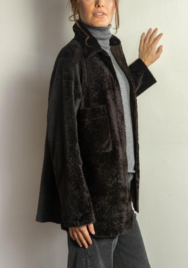 Rose & Lini FURLING BY GIANI REVERSIBLE LAMBSKIN “BABY LAMB” EBONY JACKET Promozione