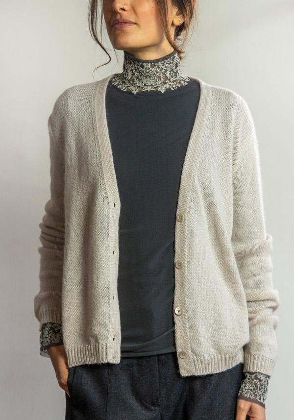 Rose & Lini PRIVATE 0204 CASHMERE “182” SABLE CARDIGAN Spedizione Gratuita