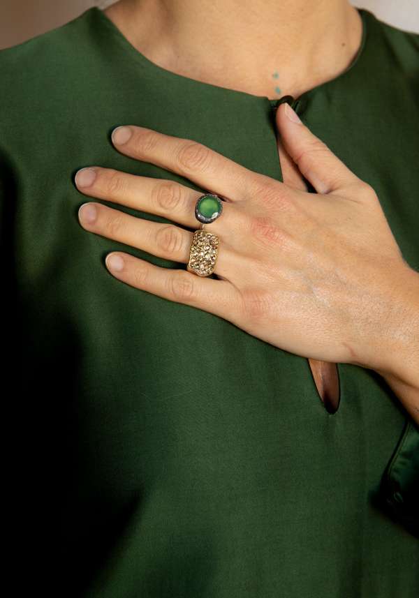 Rose & Lini ROSAMARIA “BEGUM” DIAMONDS & SERPENTINE SILVER RING