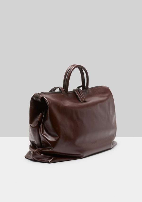 Rose & Lini MARSÈLL “4 IN ORIZZONTALE” MORO BROWN LEATHER BAG Vendita Economica