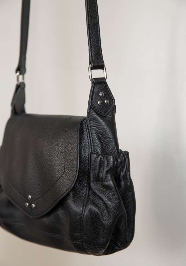 Rose & Lini JÉRÔME DREYFUSS “HELMUT S” BLACK LEATHER BAG Vendite Flash
