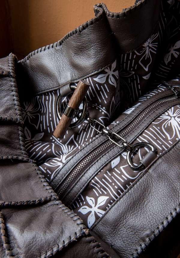 Rose & Lini JAMIN PUECH “HONU GM” DARK BROWN LEATHER BAG Nuova