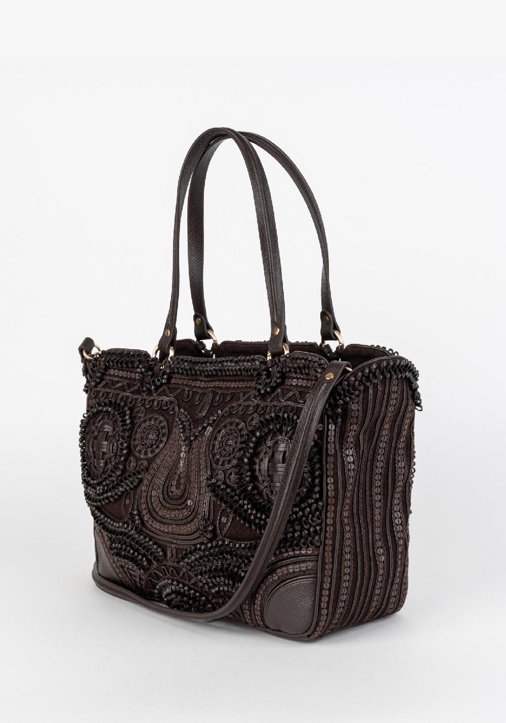 Rose & Lini JAMIN PUECH “RODRIGUEZ” DARK BROWN EMBROIDERED BAG 2025