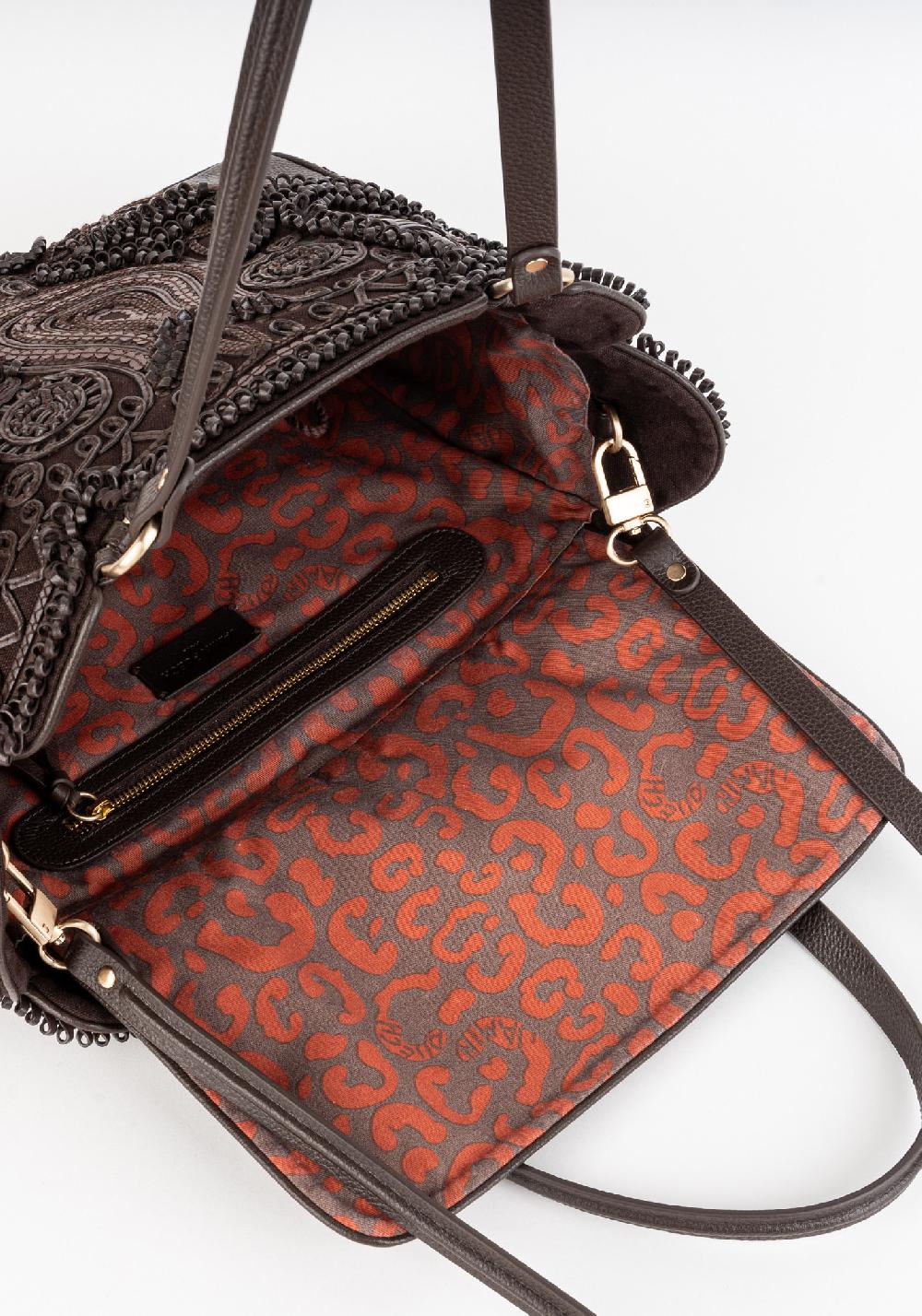 Rose & Lini JAMIN PUECH “RODRIGUEZ” DARK BROWN EMBROIDERED BAG 2025