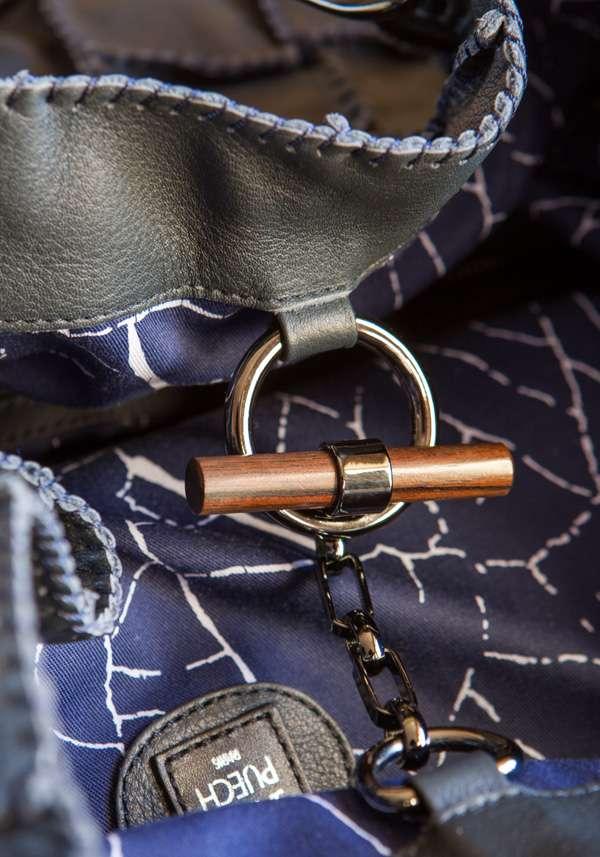 Rose & Lini JAMIN PUECH “HONU GM” NAVY LEATHER BAG Italy