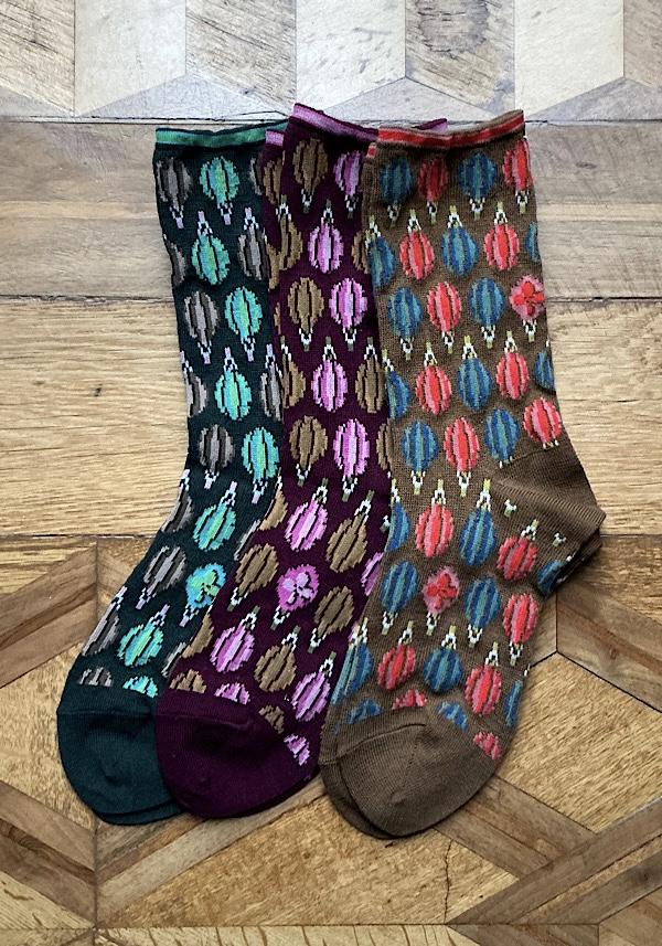 Rose & Lini ANTIPAST WOOL “FLOATING DROPS” AS-224 SOCKS WINE Nuovo