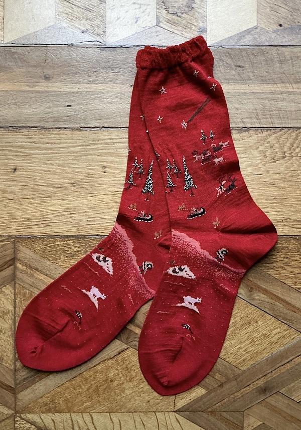 Rose & Lini ANTIPAST WOOL “LAGOM” AM-792 SOCKS RED Affare Del Giorno