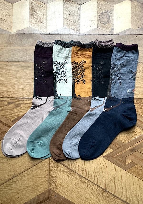 Rose & Lini ANTIPAST WOOL “OLIVE HARVEST” AM-790 SOCKS BLACK Nuova