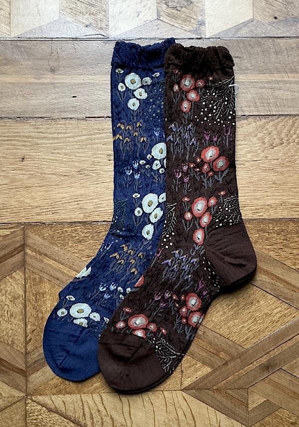 Rose & Lini ANTIPAST WOOL “WINTER GARDEN” AM-789 SOCKS BLUE Nuovo