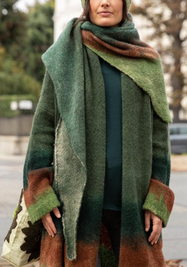 Rose & Lini FISSORE CASHMERE “MARIANNE 13” KAKI SCARF Soddisfazione Garantita