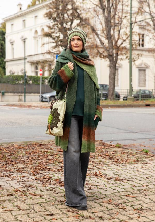 Rose & Lini FISSORE CASHMERE “MARIANNE 13” KAKI SCARF Soddisfazione Garantita