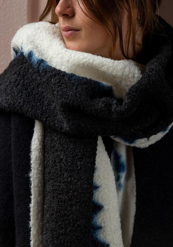 Rose & Lini SUZUSAN CASHMERE “SHAWL 0011” BLACK & NATURAL Acquista Ora