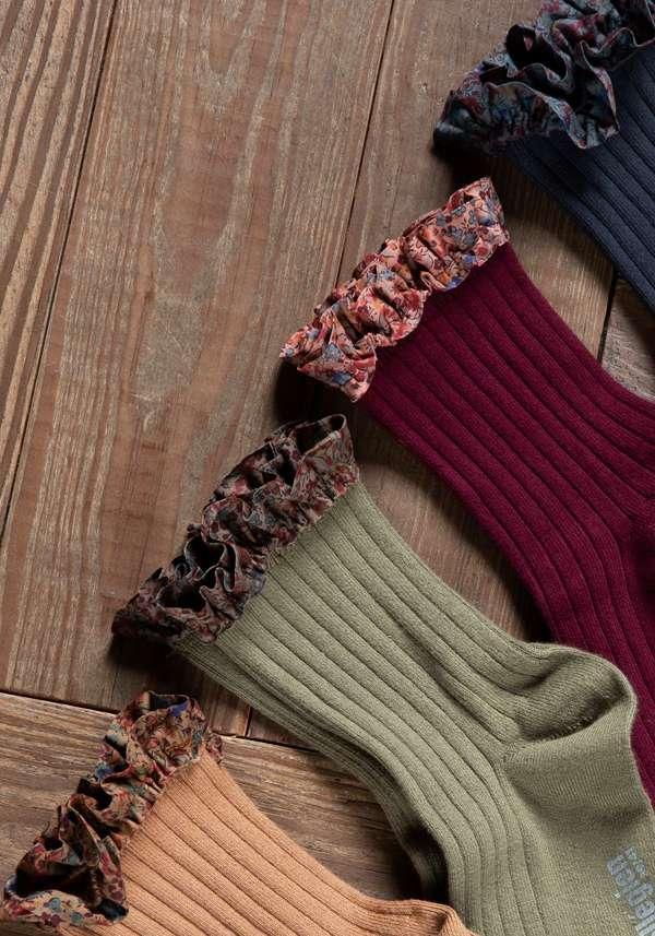 Rose & Lini COLLEGIEN “CHARLOTTE” RIBBED SOCKS BORDEAUX Shopping Online
