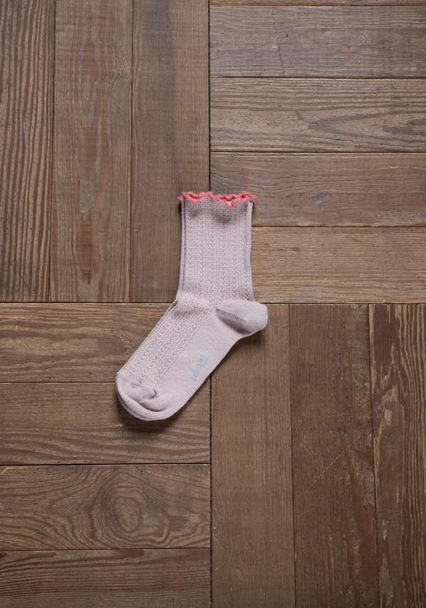 Rose & Lini COLLEGIEN “AMBRE” MERINO WOOL SOCKS ROSE Offerta