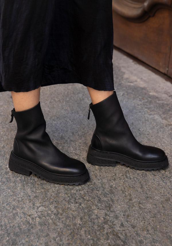 Rose & Lini MARSÈLL “CARRO” BLACK LEATHER ANKLE BOOTS Vendita Economica