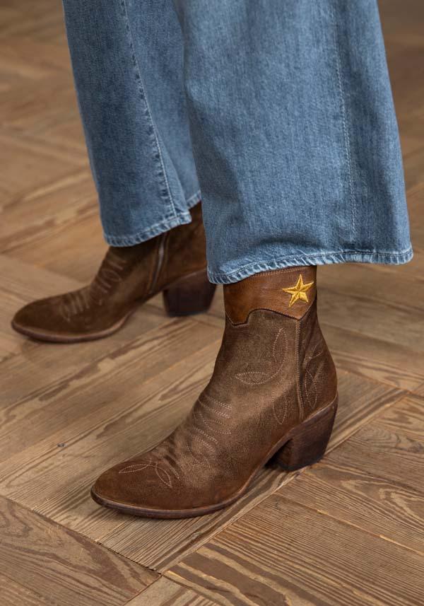 Rose & Lini FAUZIAN JEUNESSE “BOOT 3804” CORK SUEDE TEXAN ANKLE BOOTS Negozio