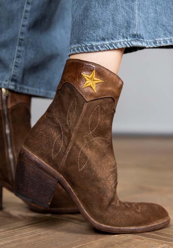 Rose & Lini FAUZIAN JEUNESSE “BOOT 3804” CORK SUEDE TEXAN ANKLE BOOTS Negozio