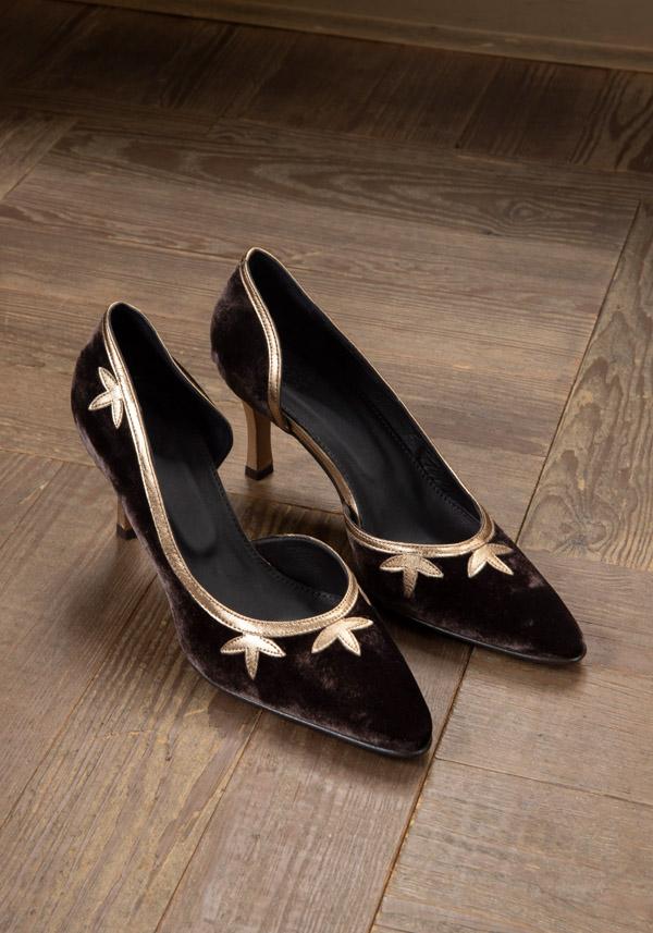 Rose & Lini ROSE’S ROSES “FRIDA” VELVET & LAMÉ HEELS Vendite Flash