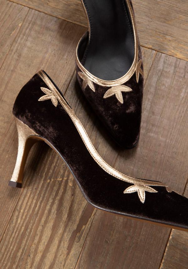 Rose & Lini ROSE’S ROSES “FRIDA” VELVET & LAMÉ HEELS Vendite Flash