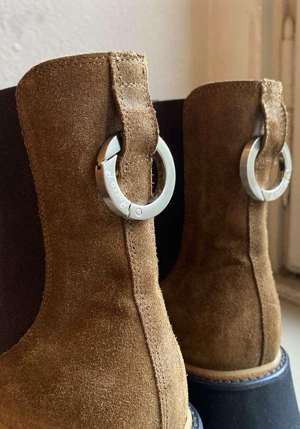 Rose & Lini ROCCO P. “TRONCHETTO 15630” SUEDE CARAMEL ANKLE BOOTS Italy
