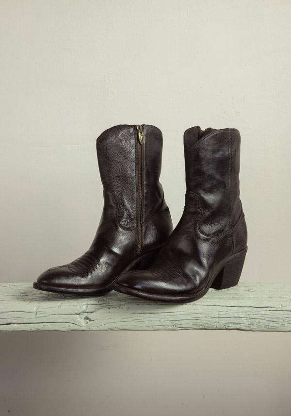 Rose & Lini FAUZIAN JEUNESSE “IGNIS” EBONY LEATHER TEXAS BOOT Italia