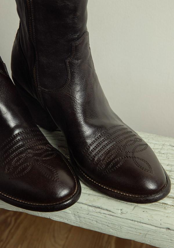 Rose & Lini FAUZIAN JEUNESSE “IGNIS” EBONY LEATHER TEXAS BOOT Italia
